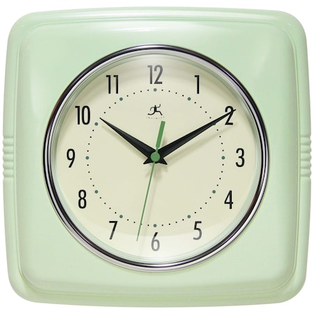 Infinity Instruments Square Retro Meadow Mist - 9" Square Retro Wall Clock 13228MM-4103